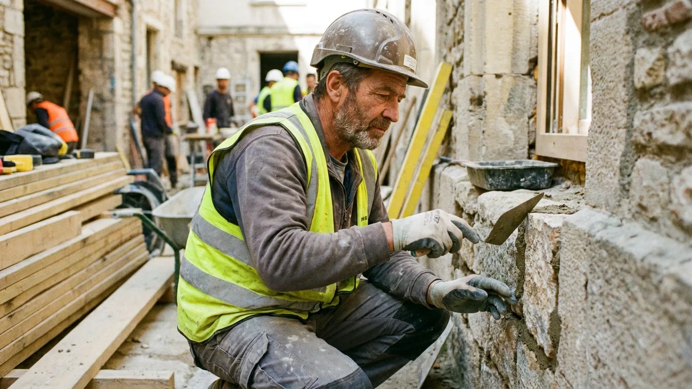 Artisan du bâtiment sur un chantier